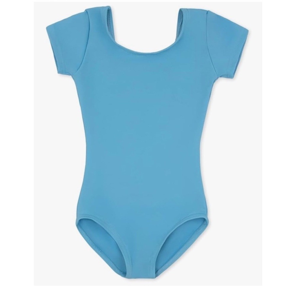 Capezio girls Leotard Short Sleeve Size Medium Light Blue Ballet NEW